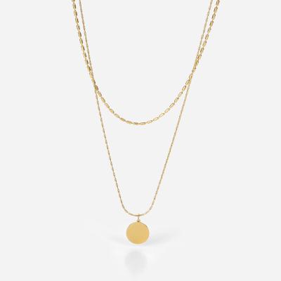 China Hypoallergenic Trendy Circle Pendant For Necklaces 18k Sublimation Stainless Steel Double Blank Pendant With Chain for sale