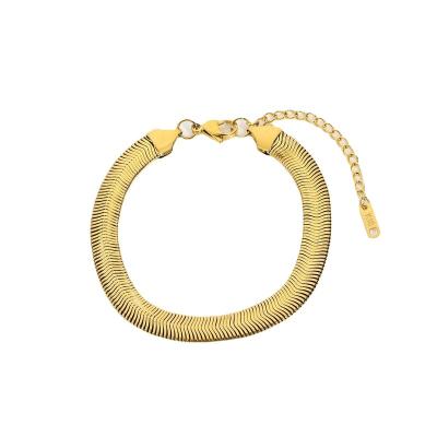 China New Hypoallergenic Gold Plated Herringbone Snake Chain Bracelet Stainless Steel Bracelet Wholesale for sale