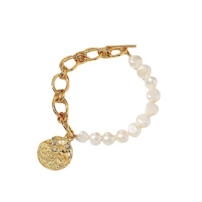 China Europe and America Fashion Zodiac Sign Hypoallergenic Popular Crystal Charm Pearl Bracelet Gold Stainless Chain for sale