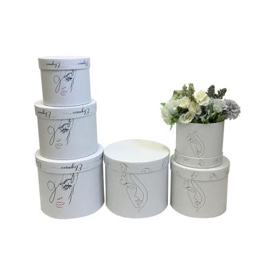 China Recycled Materials Ready To Ship 3pcs Wholesale Customized Rose Top Flat Reserved Flower Round Cardboard Paper Packing Box for sale