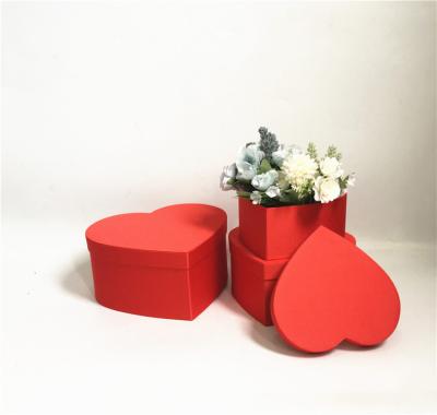 China Recycled Materials Ready To Ship 3pcs Lovely Heart Shaped Satin Fabric Chocolate Heart Shaped Gift Box Cardboard Gift Box Flower Heart Box for sale