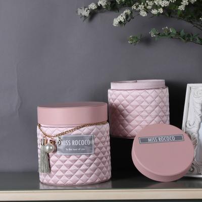 China Creative Handmade Bucket Gift Box Leather Flower Bouquet Packaging Round Flower Box Set for sale