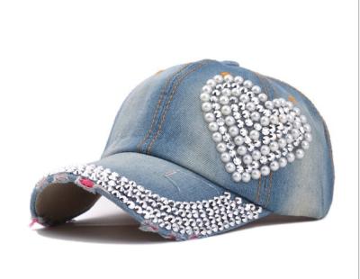 China 2020 Wholesale JOINT Women's Hats Girls Fashion Rhinestone Baseball Cap Bling Hat for sale