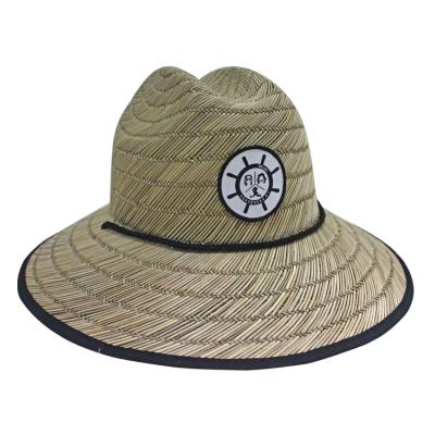 China Wholesale Bulk Custom Picture Panama Summer Oversized Men's Sun Beach Lifeguard Straw Hat With String for sale