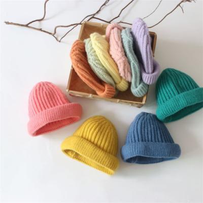 China Custom JOINT Embroidered Knit Acrylic Beanie Cover Winter Hat Caps For Baby Kids for sale