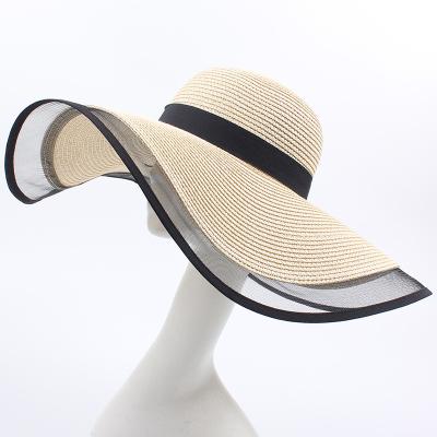 China Custom Wide Picture Large Brim Women Beach Hat Summer Folding Soft Felt Hats Straw Hat for sale