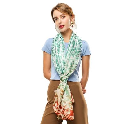 China 2021 Ladies Scarves Shawls Women Long Satin Printing Silk Scarf For Summer for sale