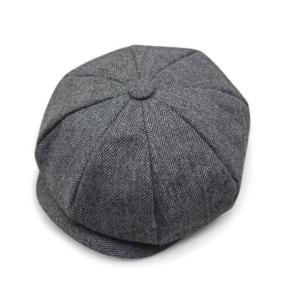 China New Image Design Wool Tweed Beret Pattern Stripe Hat Men's Beret Hat for sale