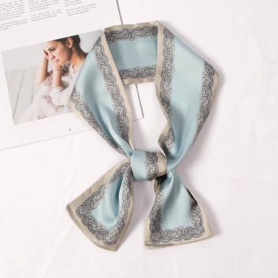 China 2021 Summer Long Scarves Silk Satin Hair Scarf Printing Silk For Elegant Women for sale