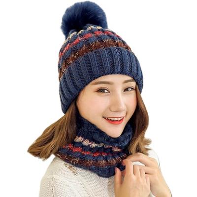 China Medium Empty Custom Logo Moq Winter Low All In One Knitted Hats Scarf Hat Set for sale