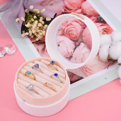 China Handcrafted Simple Small Round Flip Jewelry Transparent Earrings Ring Jewelry Storage Box Home Office Wholesale for sale