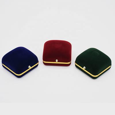 China Hand Made Blue Color Gift Box Earring Velvet Luxury Jewelry Boxes Packaging Luxury Jewelry Box for sale