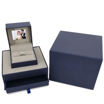 China Eco-Friendly Customize Fashionable Jewelry Box Digital Display LCD Video Jewelry Ring Box for sale