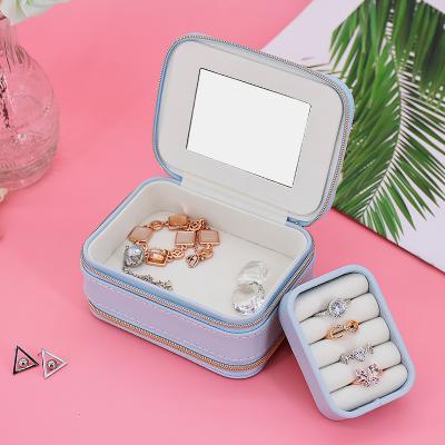 China Creative Blue Wholesale Hand Made Jewelry Box Clamshell Jewelry Storage Box Necklace Ring Jewelry Box Earrings Korean Version for sale