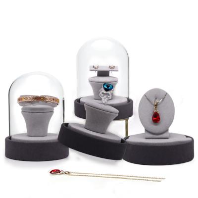 China Eco-friendly Glass Jewelry Display Jewelry Display Luxury Ring Pendant Earrings Jewelry Display Stand Sets for sale