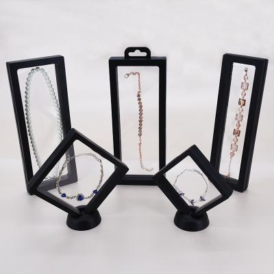 China Luxury Bracelet Ring Necklace Packaging Box Jewelry PE Film Presentation Transparent Box Hanger for sale