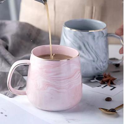 China Viable Nordic Marbled Ceramic Sublimation Coffee Mug Gift Box Set Large Mugs Kitchen Drinkware Couple Cup Set 12 Ounce Mug With Handle for sale