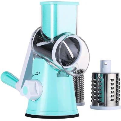 China A629 Cheese Shredder Kitchen Vegetable Cheese Grater 3 Drum Blades Rotary Manual Vegetable Nut Crusher Slicer Vegetable Cheese Grater for sale