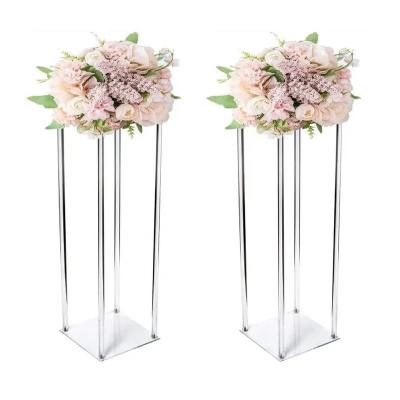 China Wedding Decoration Table Party Centerpiece Acrylic Flower Stands Square Clear Large Acrylic Transparent Display Rack for sale