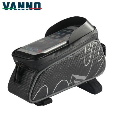 China Polyester VANNO Bicycle Tube Front Top Bag Waterproof Bike Frame Bag With Rain Cover for sale