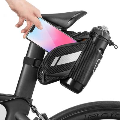 China Reflective Waterproof Saddle Bag Bicycle Tail Bag Mountain Road MTB Cycling Accessories With Water Bottle Pocket About 21*11*8.5cm for sale