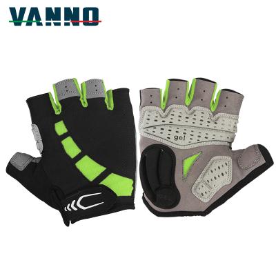 China VANNO Wear Resistant Anti Slip Motorcycle Sport Half Finger MTB Bicycle Cycling Gloves OEM for sale