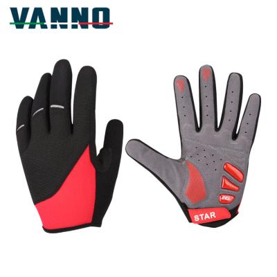 China VANNO best design mountain mtb bike wear resistant full finger bmx slanted MX cycling gloves for sale