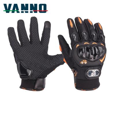 China VANNO Wear Resistant Rubber Hard Rise Racing Climbing Motorcycle Gears Gloves Orange Full Finger Motorcycle Protective Gloves for sale