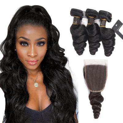 China High Quality Tangle Hair Hair Bundles Multi Style Hair Extensions With 2*4 2*6 4*4 13*4 Lace Closure for sale