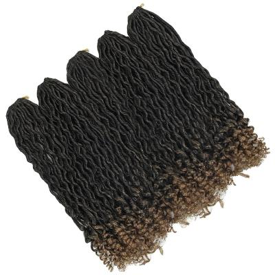 China Hot Sale Deep Wave Synthetic Hair Crochet Braiding Hair Extensions 18inch Goddess Loop 18inch Goddess Faux Locs Wholesale Afro Wave for sale