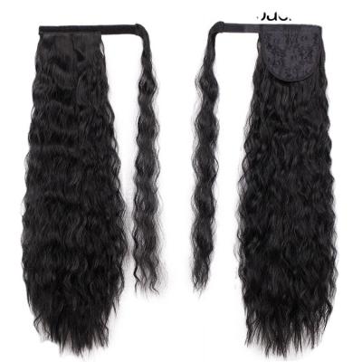 China Long Drawstring Ponytails Suhuan Hair Clip In Synthetic Ponytail Fiber Hair Extension Heat Resistant Wrap Around Curly Straight Pony Tail Wig for sale