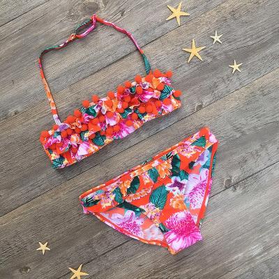 China 2021 Floral Seaside Bikini Bottoms INS Girls Breathable Strapless Sleeveless Swimsuit Swimwear for sale