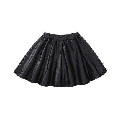 China Flofallzique 2020 New Fashion Autumn Winter Hot Selling Kids Soft Clothes Girls Pure Black Leather Skirts for sale