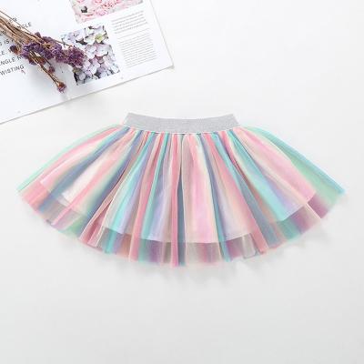 China Flofallzique 2020 Rainbow Color Baby Princess Tutu Girls Skirts Kids Soft Gold Stretch Size for sale