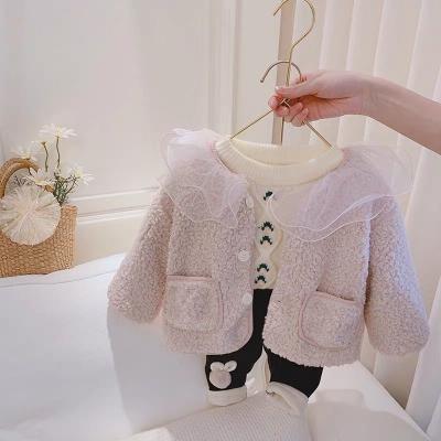 China Babies Jacket Baby Clothes Winter Wear Reversible Knitted Lambswool Cardigan Sweaters For Girl for sale