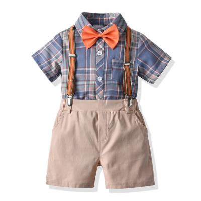 China Boys Smart Casual Suitset Boys Short Sleeve Kids Clothing Set Gentlemen's Style Kids Suit For Boys for sale