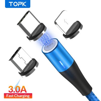 China Free Shipping TOPK 2M Upgrade AM60 2020 Fast Charging 3A 3rd GEN 3A Fast Charging Magnetic Type C USB LED Cable for sale