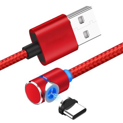 China With magnetic +Strong +360Â LED indicator; ° Spinning Nylon Weave Type C 90 Degree Magnetic Charging LED USB Cable for sale