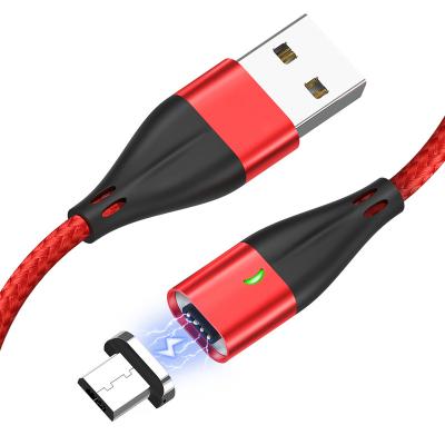 China AM61 Logo AM61 2.4A Custom Fast Charging Micro Nylon Magnet Cable Armor LED USB Charger Micro Cable Mobile Phone Nylon Cable for sale