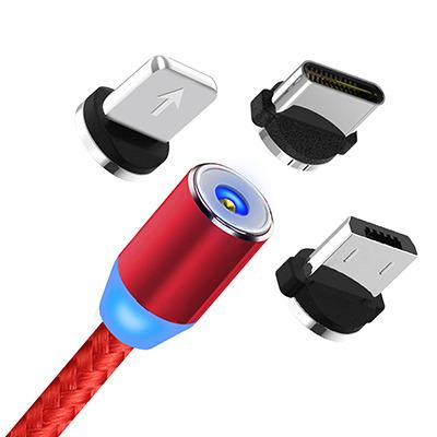 China With magnetic +Strong +360Â LED indicator; ° Custom Rotation Logo AM23 2M Superior Quality Magnetic Cable Phone Charging 3 Magnetic In 1 Led Usb Cable for sale