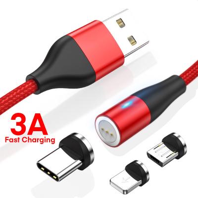 China 3A Fast Charging Custom Logo AM60 1M 3A Fast Charging LED Micro USB Type C 8 Pin Magnetic Cable for sale