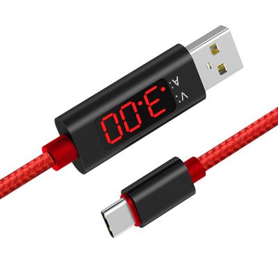 China 3A Custom Quick Charging Nylon Braided Type C Logo AC27 1M 3A LED Current Display Micro USB Cable for sale