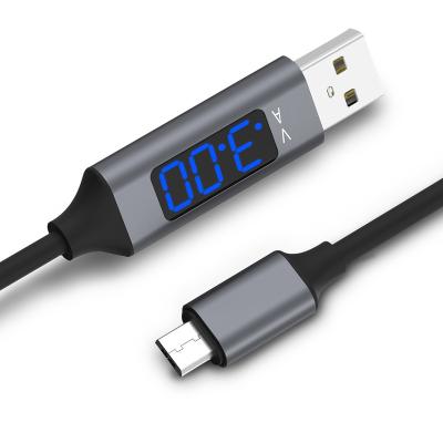 China 3A Custom Logo AC32 1M Fast Charging Charger Cable Logo Micro Usb Cable Fast Led Display Usb Android Cable for sale