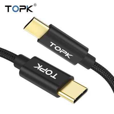 China 3A Free Shipping TOPK 1M AN80 High Quality Gold Plated Nylon Braided Usb C Cable Fast Charging Palladium Mobile Data Cable for sale