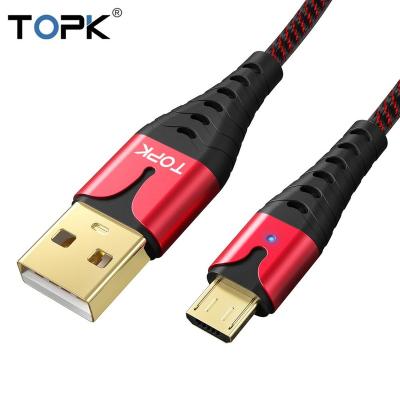 China 2.4A TOPK 3A Fast Charging Durable Data Cable Micro Usb Cable Fast Charging Cable With Packing for sale