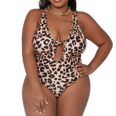 China Plus Size 2022 Summer Plus Size Leopard Printing One Piece Swimsuit Bikini Swimwear For Women for sale