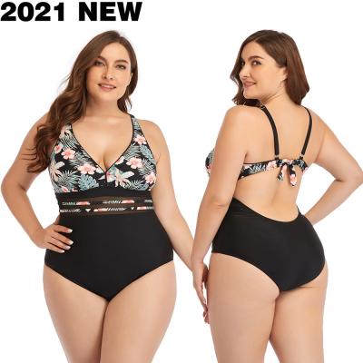 China Custom print plus size plus size spandex swimsuit 4xl 5xl 6xl 7xl chest pad removable plus-size swimsuit for sale