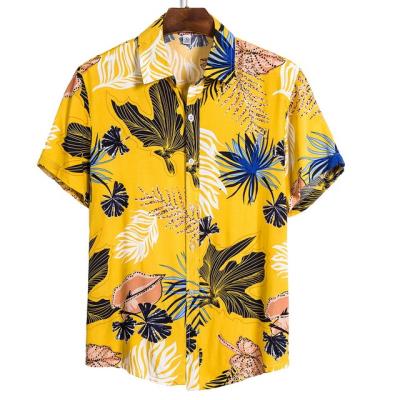 China Hot Sale Fashion Hawaiian Flower-copy Mens Anti-pilling Short Sleeve Streetwear Pattern Casual Hawaiian Floral Shirt Vacation Mens Blouses for sale