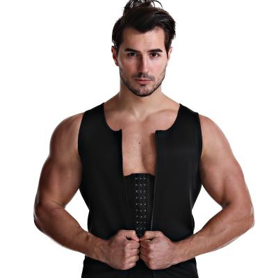 China QUICK DRY Custom Logo 3 Hooks Waist Trainer Slim Body Shaper Men Neoprene Sauna Sweat Vest for sale