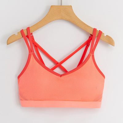 China Factory Price Gym Fitness Women Adjustable Mesh Cross Back Yoga Bra Breathable Top Sport_Bra for sale